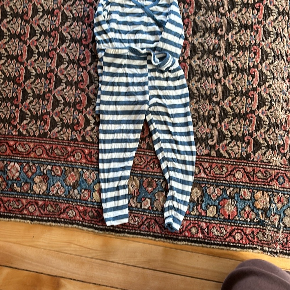 Blue and White Striped Pajama Set